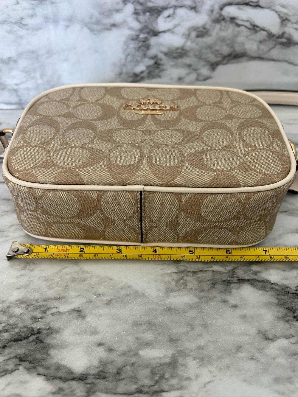 Coach Mini Jamie Camera Bag In Signature Canvas in light khaki / chalk white - Picture 9 of 11